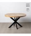 MESA COMEDOR NATURAL-NEGRO MADERA-HIERRO 130 X 130 X 77 CM