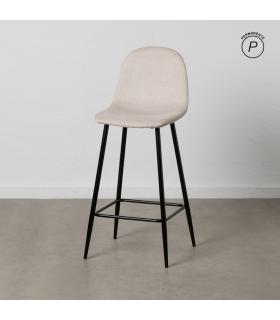 TABURETE CREMA TEJIDO-METAL SALÓN 45,50 X 45 X 105,50 CM