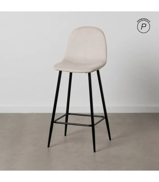 TABURETE CREMA TEJIDO-METAL SALÓN 45,50 X 45 X 105,50 CM