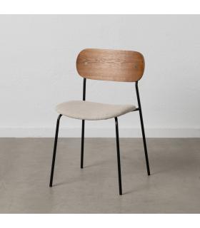 SILLA MARRÓN-CREMA TEJIDO-METAL SALÓN 49 X 53 X 80 CM