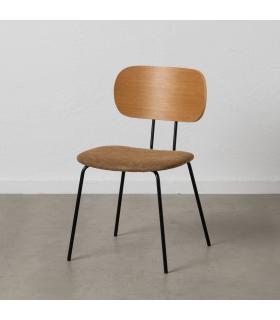 SILLA NATURAL-MARRÓN TEJIDO-METAL SALÓN 48 X 55 X 82,50 CM