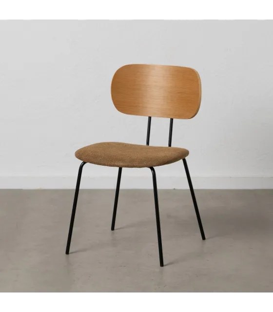 SILLA NATURAL-MARRÓN TEJIDO-METAL SALÓN 48 X 55 X 82,50 CM