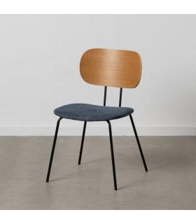 SILLA NATURAL-AZUL TEJIDO-METAL SALÓN 48 X 55 X 82,50 CM