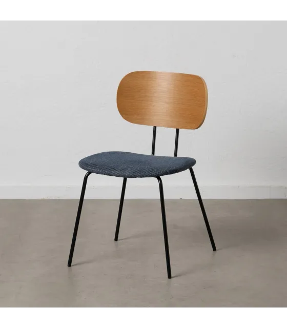 SILLA NATURAL-AZUL TEJIDO-METAL SALÓN 48 X 55 X 82,50 CM