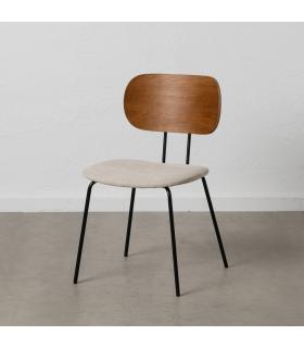 SILLA MARRÓN-CREMA TEJIDO-METAL SALÓN 48 X 55 X 82,50 CM