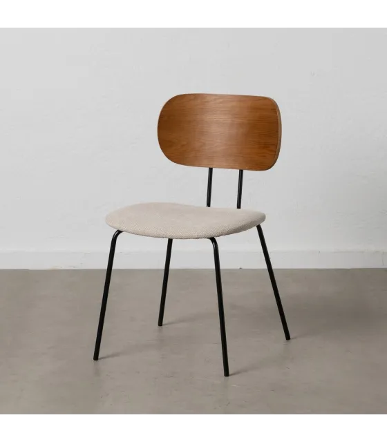 SILLA MARRÓN-CREMA TEJIDO-METAL SALÓN 48 X 55 X 82,50 CM