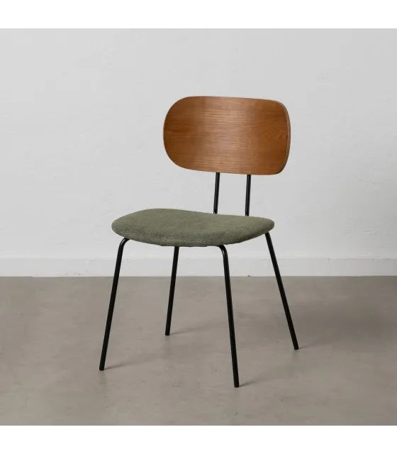 SILLA MARRÓN-VERDE TEJIDO-METAL SALÓN 48 X 55 X 82,50 CM