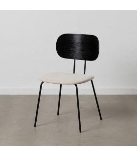 SILLA NEGRO-BLANCO TEJIDO-METAL SALÓN 48 X 55 X 82,50 CM