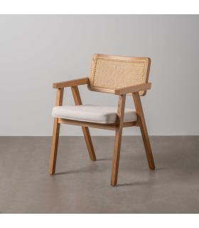 SILLA BRAZOS NATURAL MADERA / FIBRA 56 X 55 X 81 CM