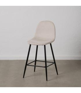 TABURETE CREMA TEJIDO-METAL SALÓN 46 X 48 X 96 CM