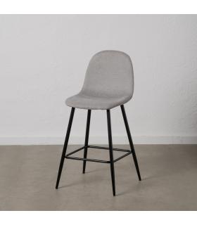 TABURETE GRIS TEJIDO-METAL SALÓN 46 X 48 X 96 CM