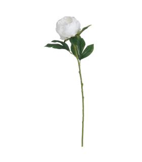 FLOR PEONÍA BLANCO POLIÉSTER-POLIETILENO 66 CM