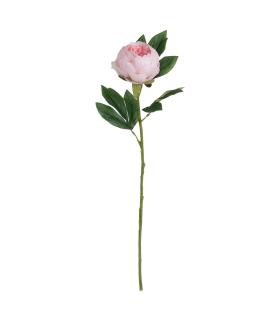 FLOR PEONÍA ROSA POLIÉSTER-POLIETILENO 66 CM