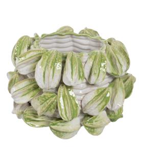 JARRÓN VERDE-BLANCO CERÁMICA DECORACIÓN 33,50 X 33 X 23 CM