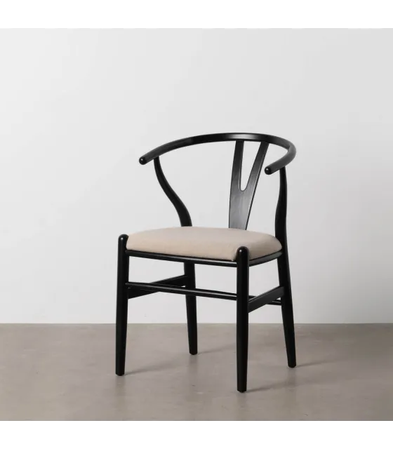 SILLA NEGRO TEJIDO-MADERA SALÓN 53 X 55 X 80 CM