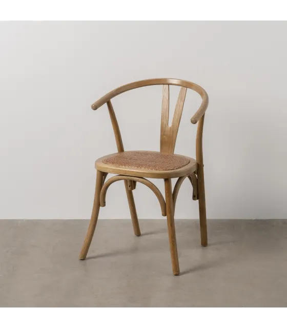 SILLA MARRÓN MADERA-RATÁN 55 X 50 X 81 CM