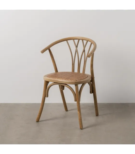 SILLA MARRÓN MADERA-RATÁN 55 X 50 X 81 CM