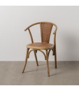 SILLA MARRÓN MADERA-RATÁN 55 X 50 X 81 CM