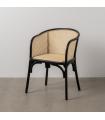 SILLA NEGRO-NATURAL MADERA-RATÁN 56 X 58 X 77 CM
