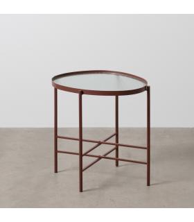 MESITA TEJA METAL-CRISTAL 55 X 47 X 54 CM