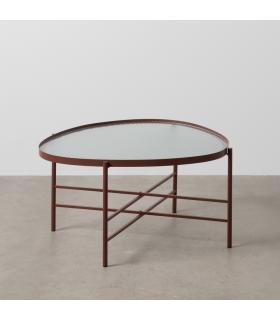 MESA CENTRO TEJA METAL-CRISTAL 78 X 68 X 37 CM