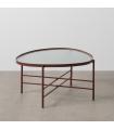 MESA CENTRO TEJA METAL-CRISTAL 78 X 68 X 37 CM
