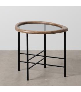 MESITA NATURAL-NEGRO MADERA-METAL 61 X 50 X 53 CM
