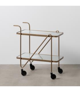 CAMARERA RUEDAS ORO METAL-CRISTAL 61 X 40 X 70 CM