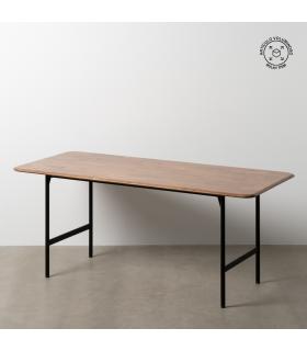 MESA COMEDOR MARRÓN-NEGRO MADERA-METAL 180 X 80 X 76 CM