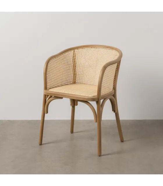 SILLA NATURAL MADERA-RATÁN 56 X 58 X 77 CM