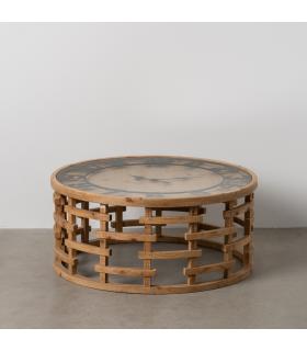 MESA CENTRO RELOJ NATURAL DM-MADERA 80 X 80 X 36 CM