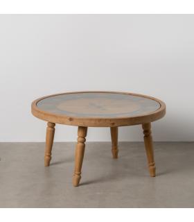 MESA CENTRO RELOJ NATURAL DM-MADERA 80 X 80 X 41 CM