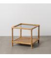 MESA AUXILIAR NATURAL RATÁN / CRISTAL 50 X 50 X 45 CM