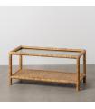 MESA CENTRO NATURAL RATÁN / CRISTAL 90 X 40 X 42 CM