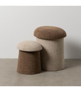 S/2 PUF BEIGE-MARRÓN TEJIDO 40 X 40 X 48 CM