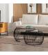 S/2 MESA CENTRO NEGRO METAL-CRISTAL 89 X 80 X 51 CM