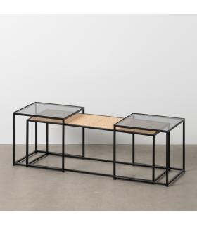 S/3 MESA CENTRO NATURAL-NEGRO 97,50 X 34 X 35 CM