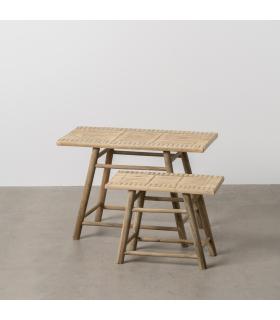 S/2 MESITAS NATURAL BAMBÚ 60 X 32 X 41 CM