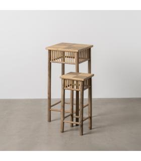 S/2 MESITAS NATURAL BAMBÚ 32,50 X 32,50 X 70 CM