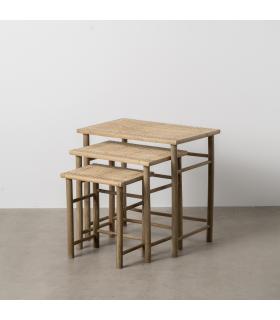 S/3 MESITAS NATURAL BAMBÚ 57 X 38 X 55 CM