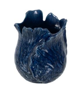 JARRÓN AZUL CERÁMICA DECORACIÓN 17 X 16 X 20 CM