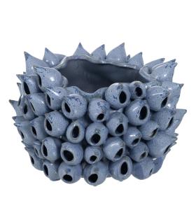 JARRÓN AZUL CERÁMICA DECORACIÓN 36,50 X 35,50 X 24 CM