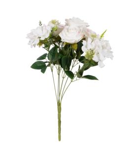 BOUQUET ROSAS BLANCO PVC-TEJIDO 43 CM