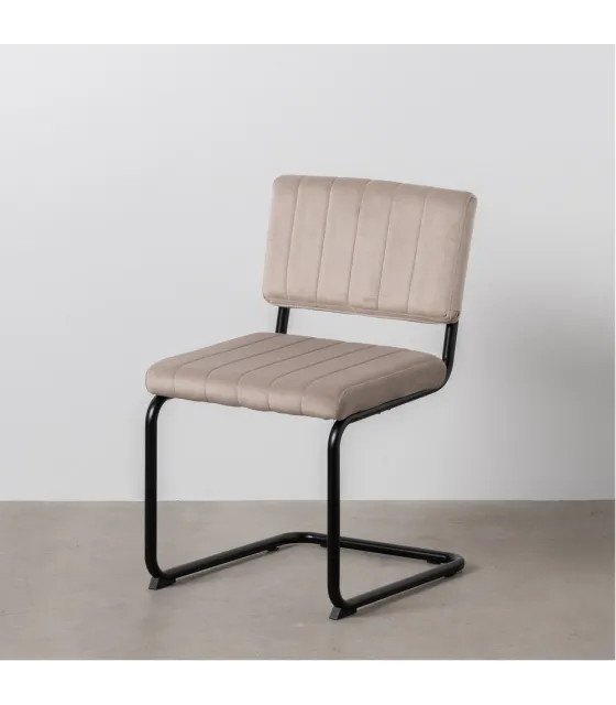 SILLA BEIGE TEJIDO-METAL CONTRACT 48 X 56 X 82 CM