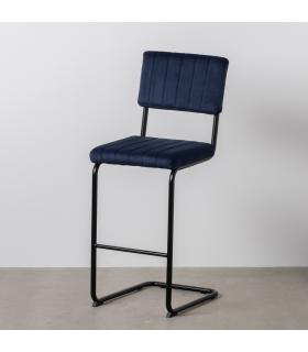 TABURETE AZUL TEJIDO-METAL CONTRACT 44 X 50 X 115 CM