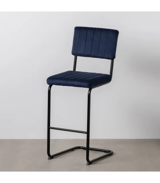 TABURETE AZUL TEJIDO-METAL CONTRACT 44 X 50 X 115 CM