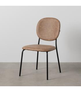 SILLA BEIGE PU/METAL SALÓN 48 X 53 X 84 CM