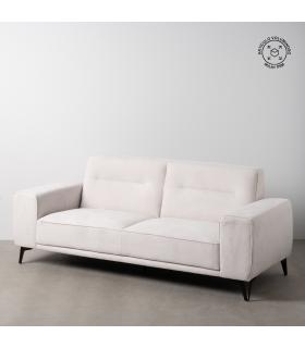 SOFÁ 3 PLAZAS CREMA TEJIDO-METAL SALÓN 220 X 87 X 85 CM