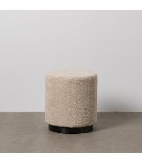 PUF BEIGE TEJIDO-METAL SALÓN 41 X 41 X 44 CM
