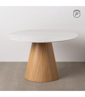 MESA COMEDOR BLANCO-NATURAL 120 X 120 X 75 CM